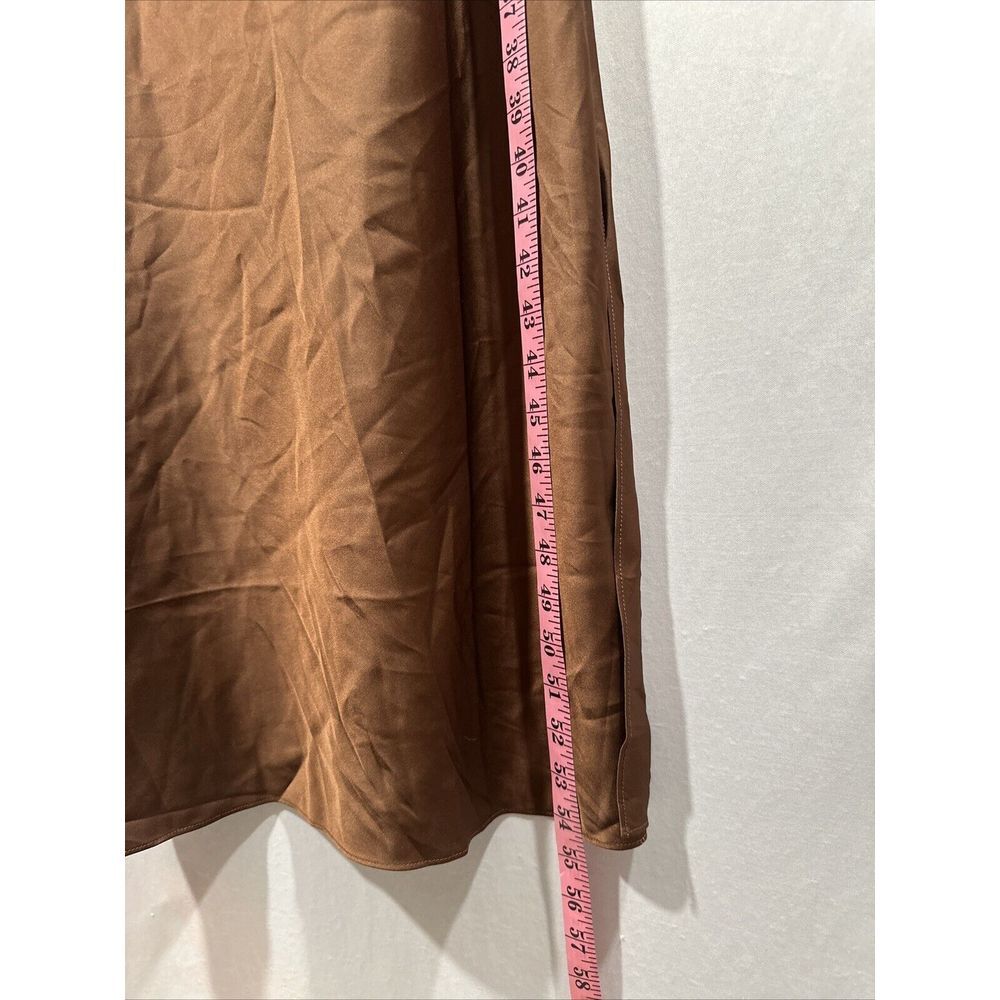 NWT $199 All Saints‎ [ 10 US ] Hadley Cowl Neck Midi Slip Dress Warm Brown - Picture 8 of 16